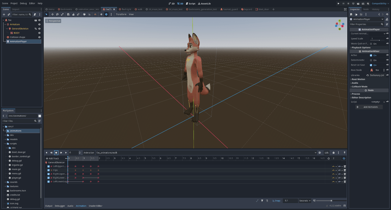 The same fox without seizure with a simple handmade walking animation.